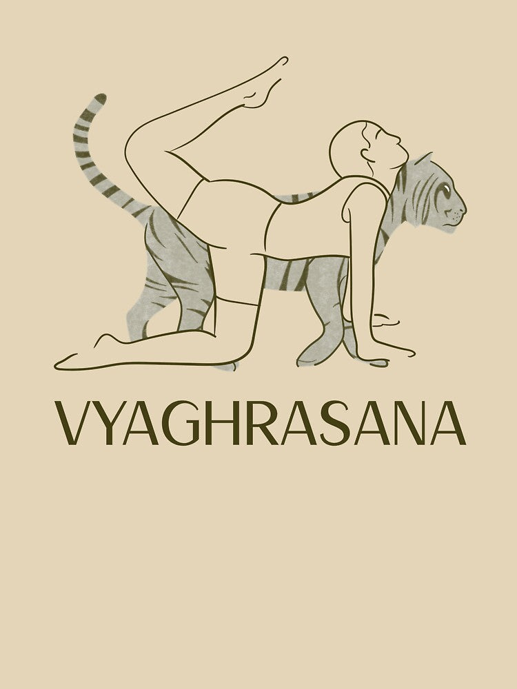 Tiger Yoga Pose Vragrhasana – Strength and Balance Yoga Design by WellspringXflow