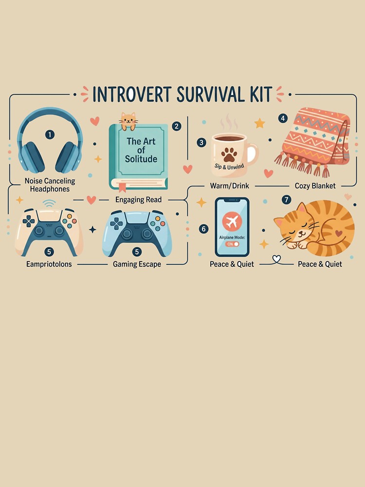 Introvert Survival Kit Funny Antisocial Essentials by Quiet Mode Studio