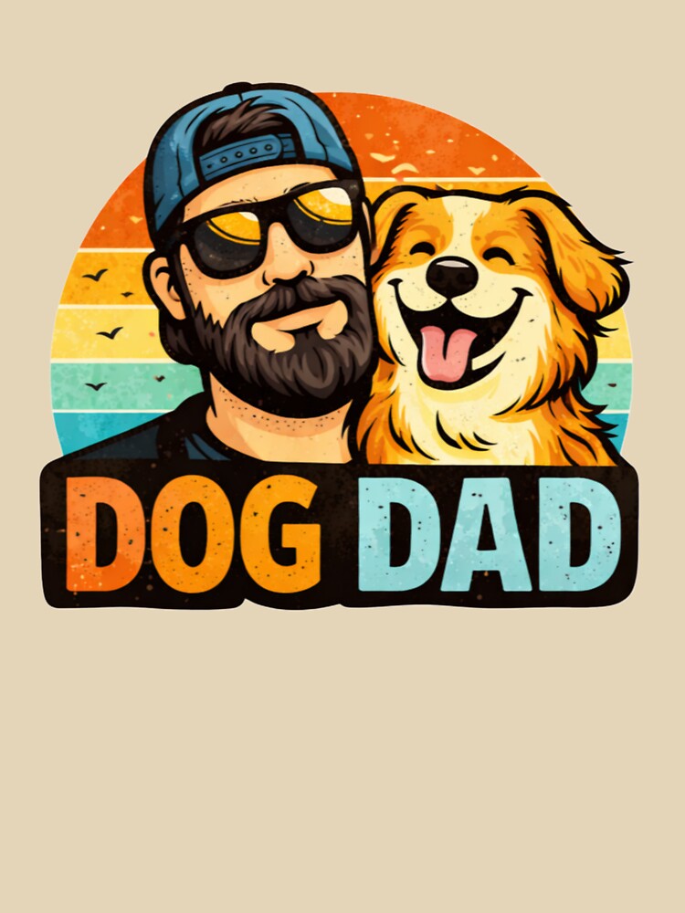 Dog Dad Retro Sunset Funny Dog Lover Gift Design by InjeyArt