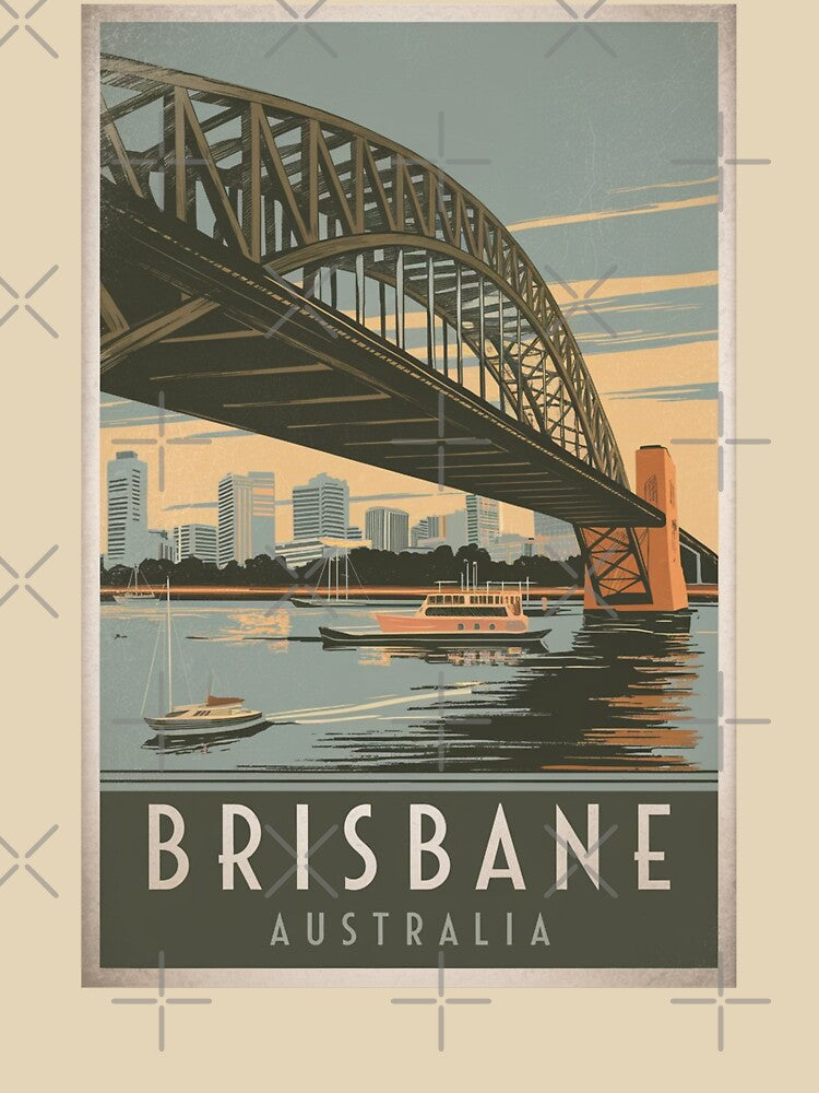 Brisbane Vintage Travel Poster by TravelerRat