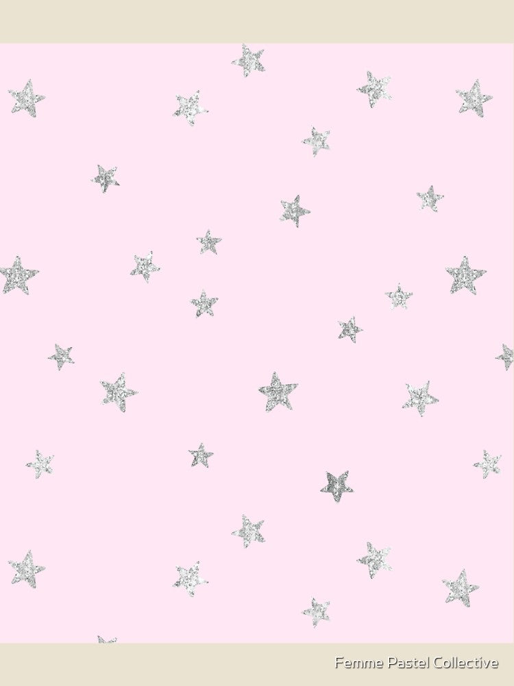 Pretty Y2K Glitter Stars Design in Baby Pink by Femme Pastel Collective