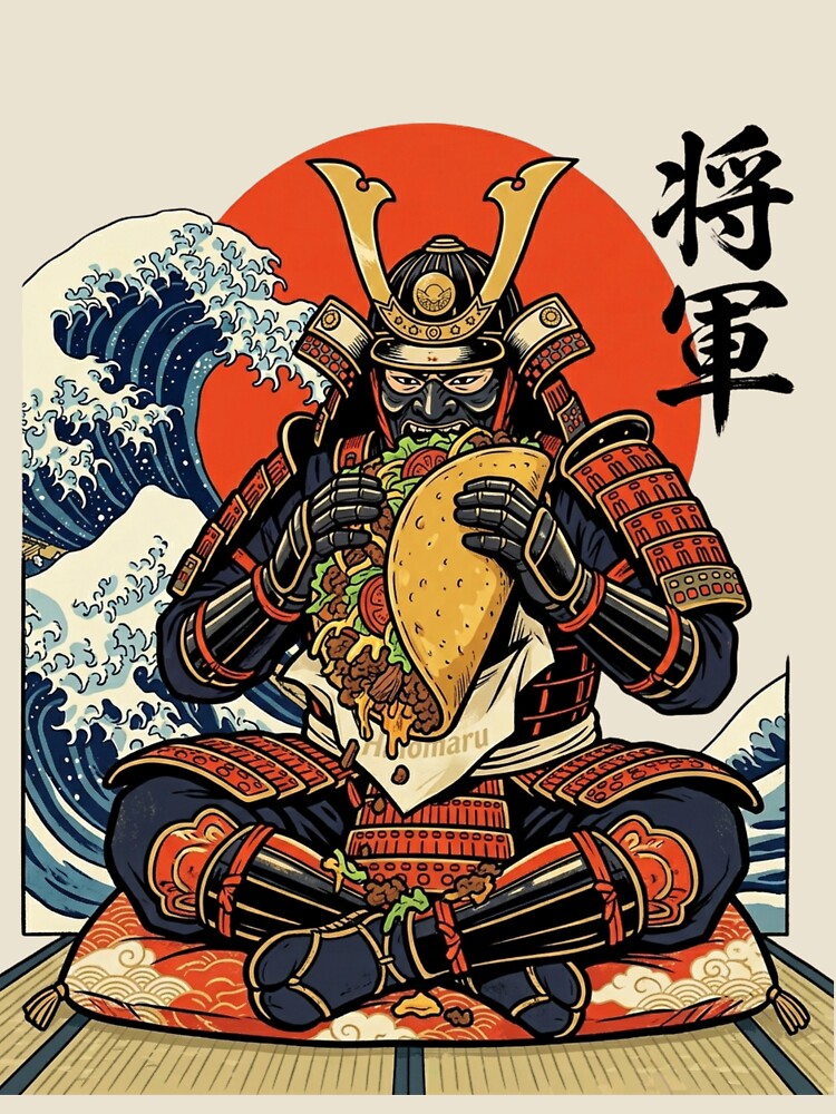 Shogun Warrior Eating Oversized Taco Japan by hiomarujapan