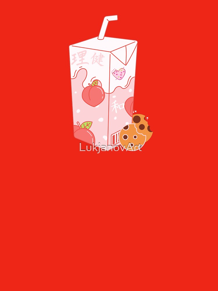 Kawaii japanese strawberry milk and cookies by LukjanovArt