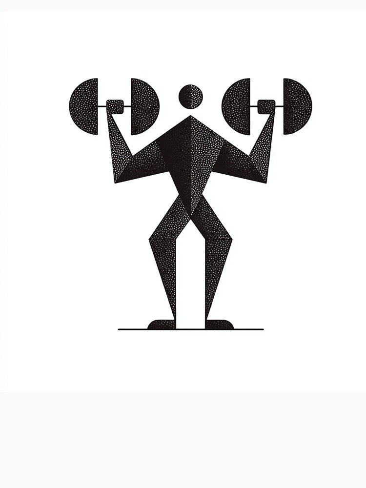 Dotwork Weightlifter Bold | Geometric Fitness Black and White Art by TypoArtPrints