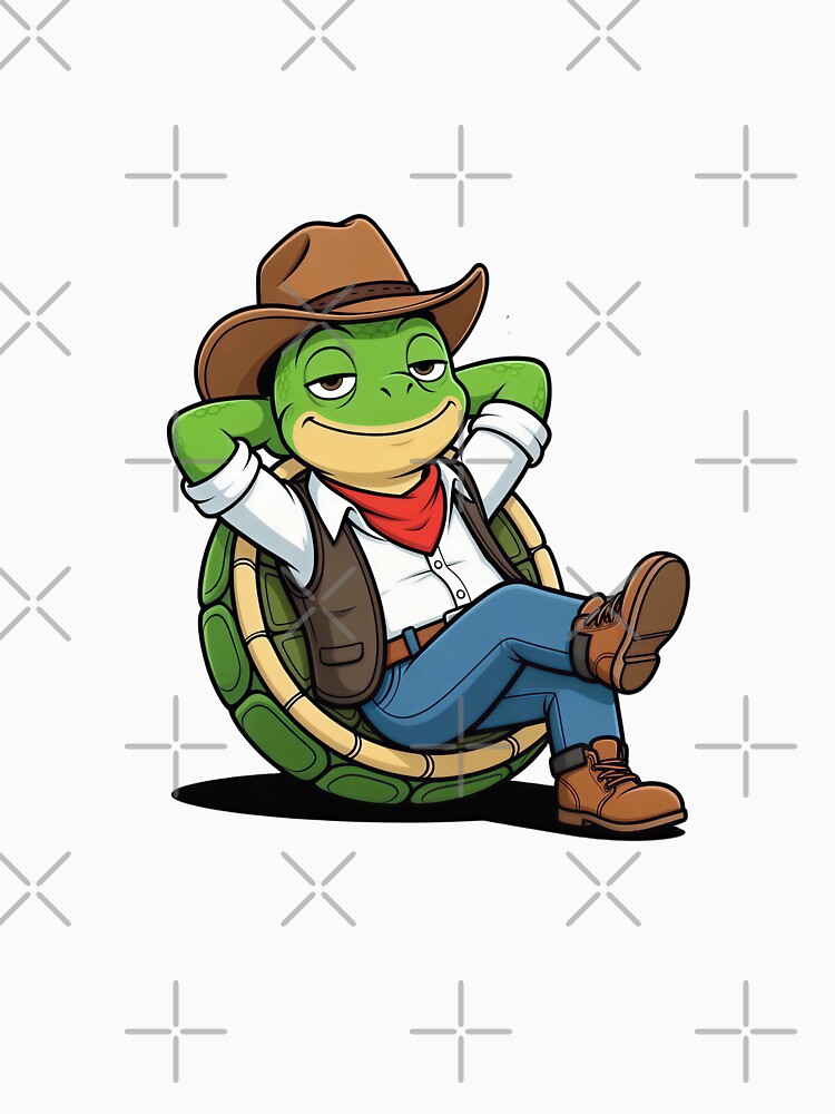 Relaxed Cowboy Turtle Chilling - Funny Western Animal by Threadnovax