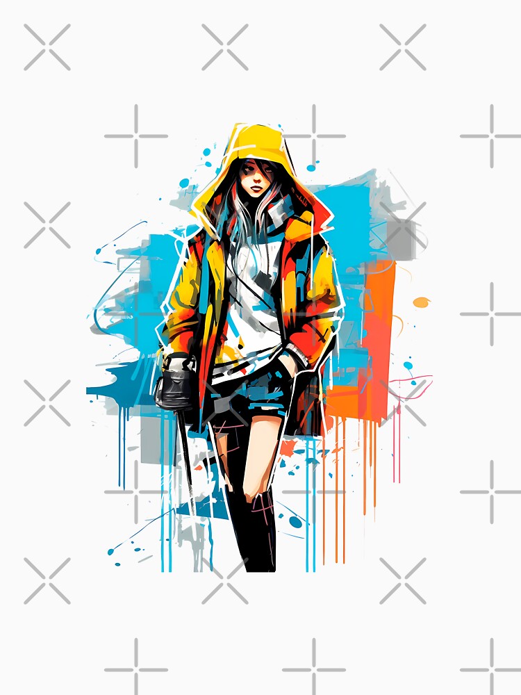 Modern Fashion Girl in Vibrant Graffiti Art by NegarinFashions