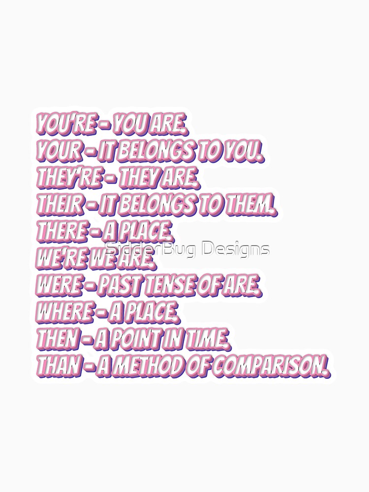 Grammar rules for you’re, your, there, they’re, their by SidderBug Designs