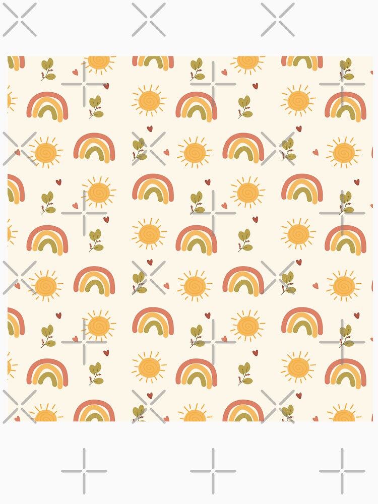 Cute Boho Rainbow Pattern with Cute Little Heart and sun by Throwtopia