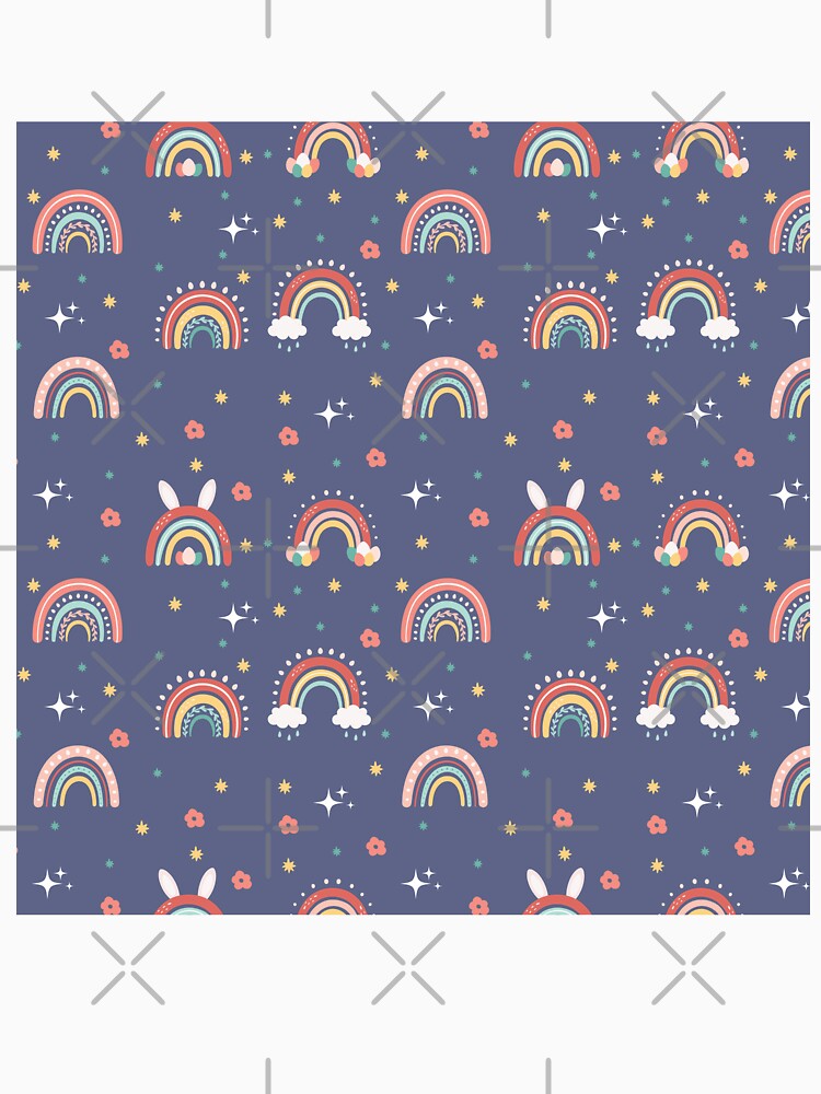 Cute Boho Rainbow Pattern with Cute Little Stars and Flowers by Throwtopia
