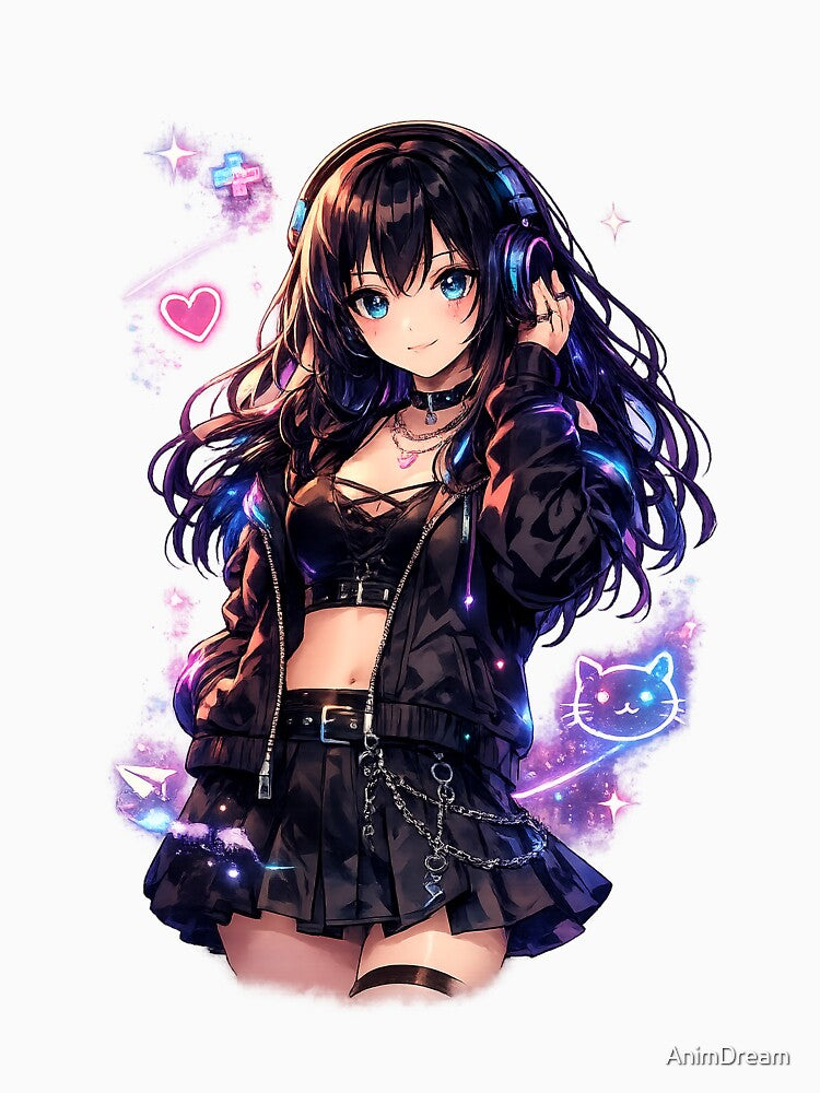 Neon E-Girl Anime – Cyberpunk Glow Aesthetic by AnimDream