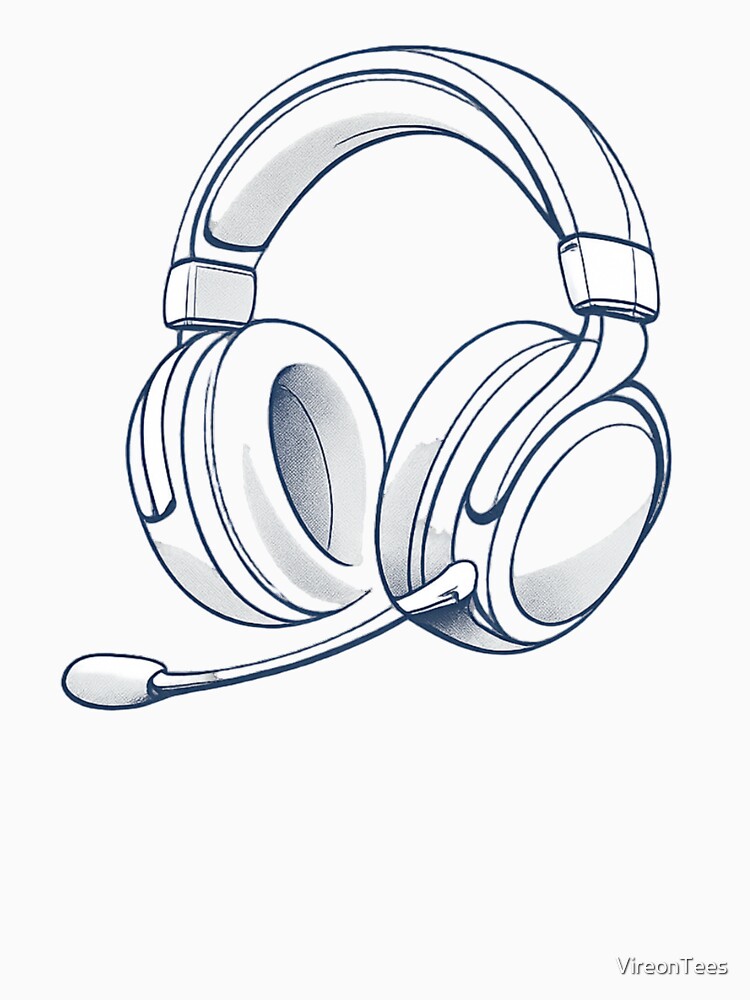 Minimal Gaming Headset Line Art by VireonTees
