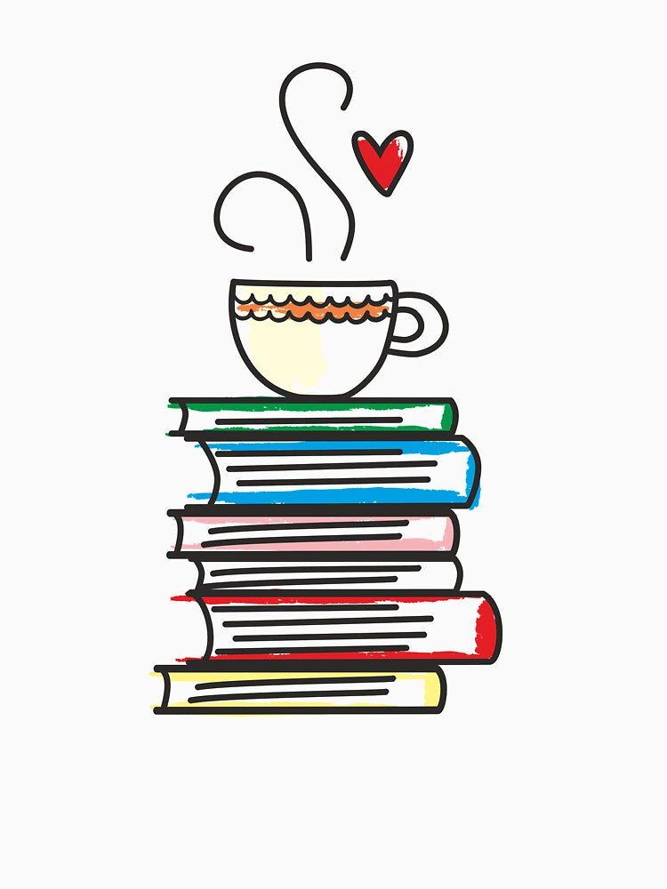 Cup of Tea and Books T-Shirt. Cute Gift for Book Lovers by MemWear