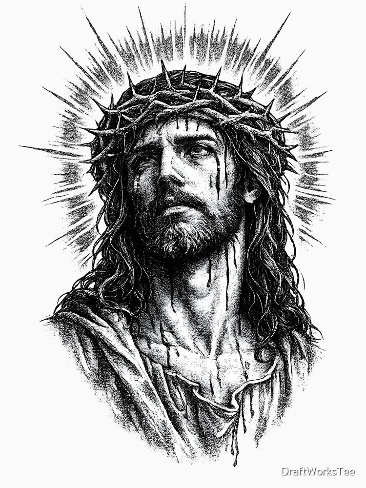 Frontier Faith Christian Tee | DWS Western Gothic Christ Portrait by DraftWorksTee