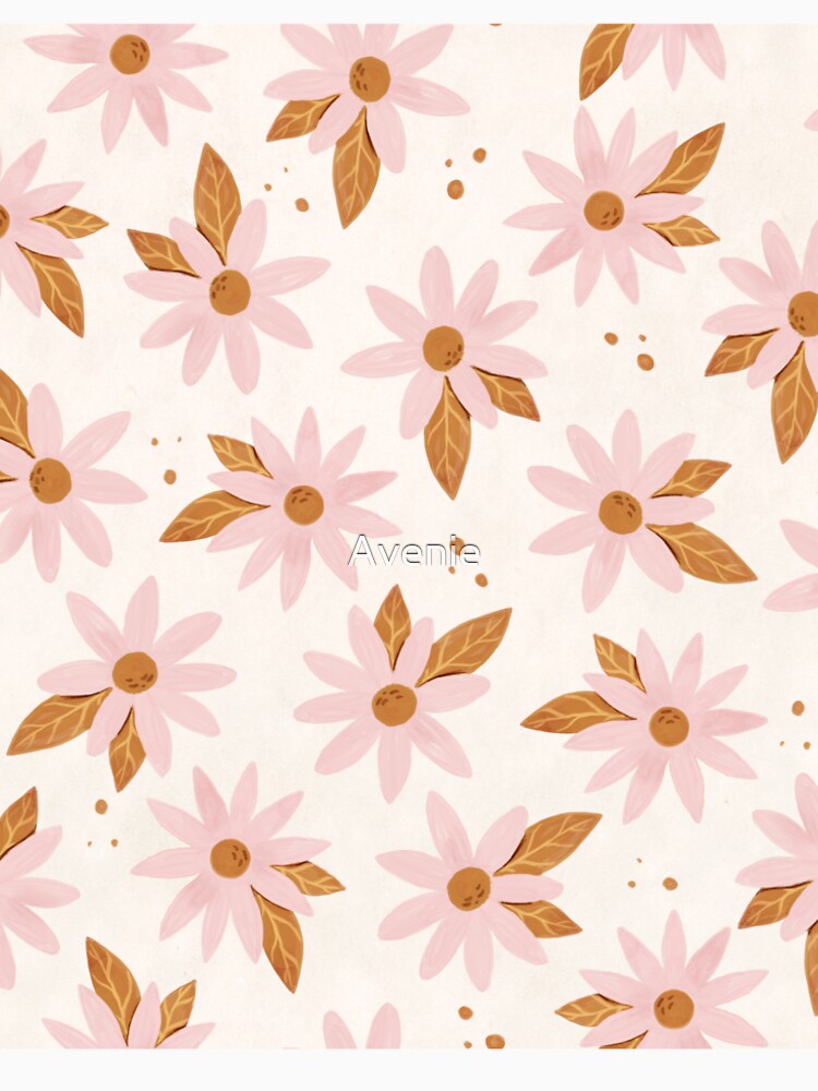 Boho Daisies Floral Print In Pink And Cream by Avenie