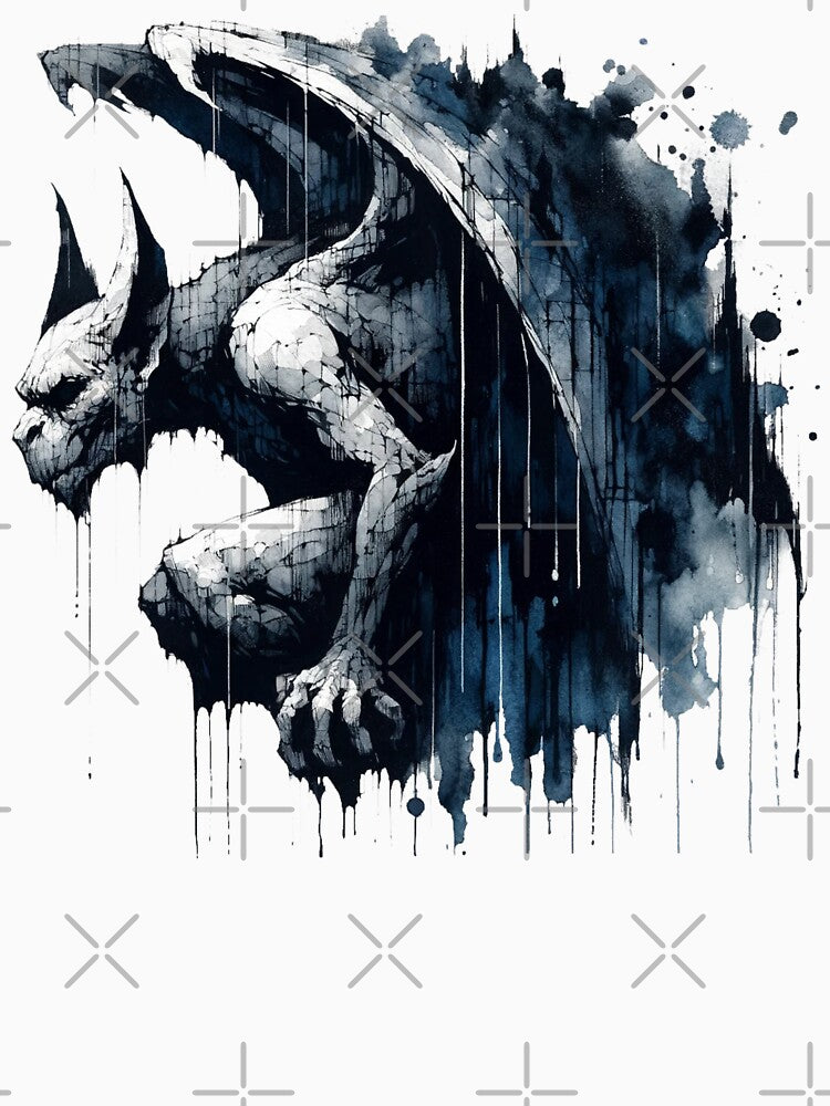 Gargoyle Guardian: Gothic Sculpted Protector in Ink by LuminShadowArt