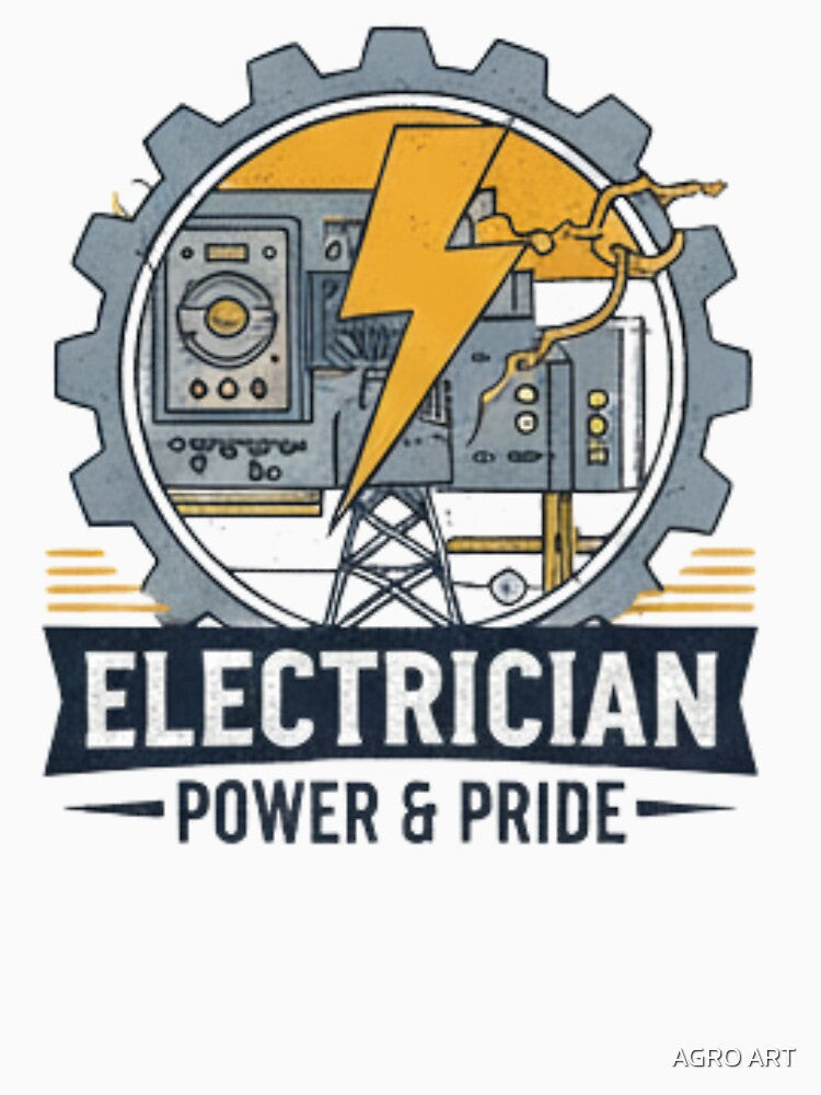 American Electrician T-Shirt |  Electricians POWER AND PRIDE by AGRO ART