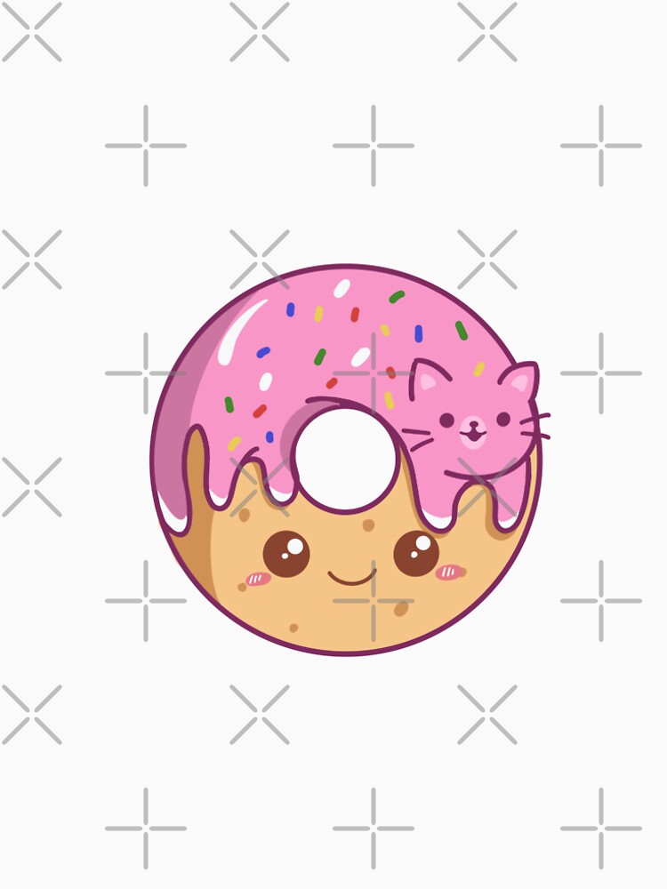 Cute Pink Donut Kawaii donut art by Momoliart
