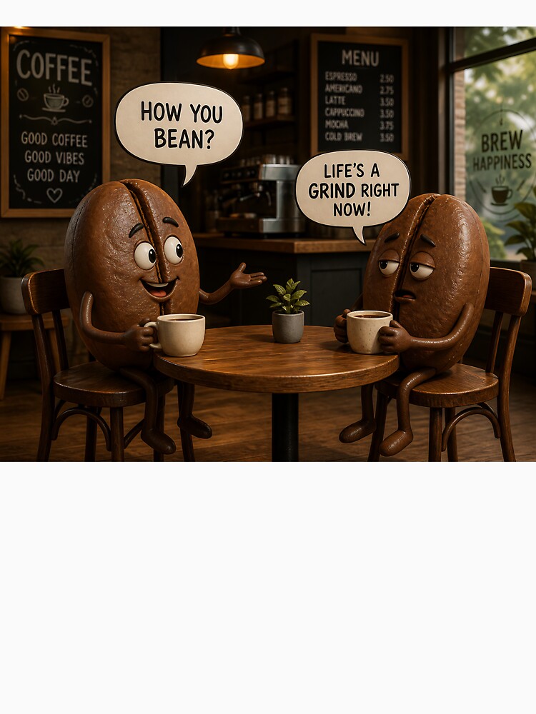 How You Bean? Life’s a Grind - Funny Coffee Bean Pun Design by Wee Red Dog