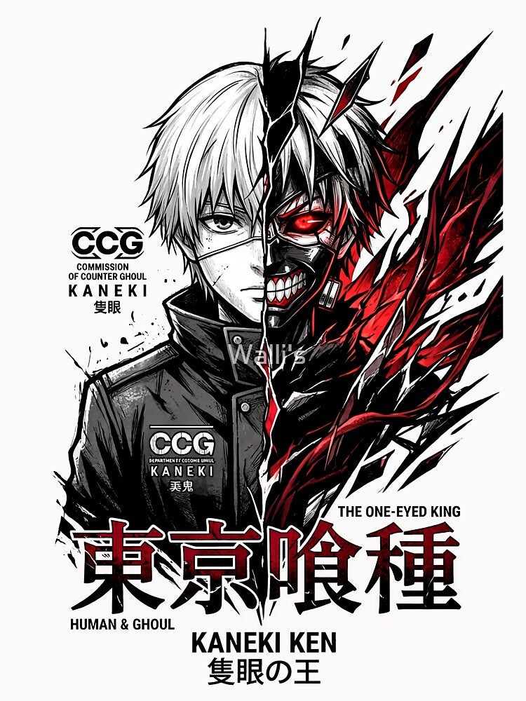 Kaneki Ken Anime Streetwear | Tokyo Ghoul Inspired Dark Manga Aesthetic Tee by Walli's