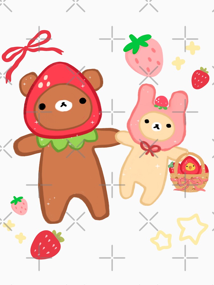 Kawaii Strawberry Bears Pair by starbunnykawaii