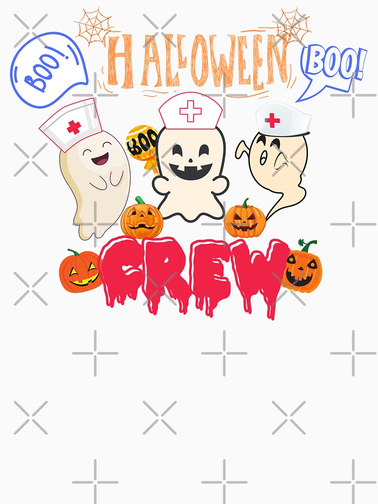 Boo Boo Crew Funny Halloween Pumpkin Ghost Tee Gifts by Chic Threads Shop