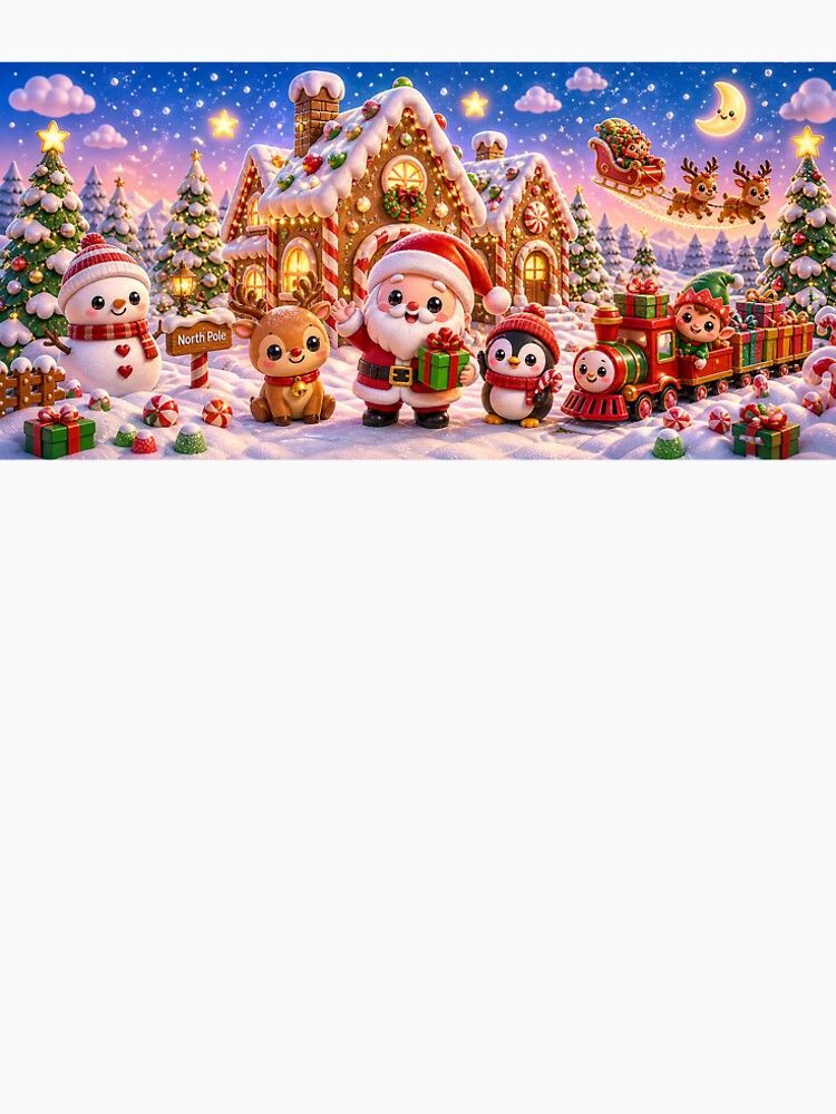 Kawaii Christmas Village Mug Wrap | Cute 3D Holiday Scene | Cozy Santa Gingerbread Winter Design by GMACgraphicsCo