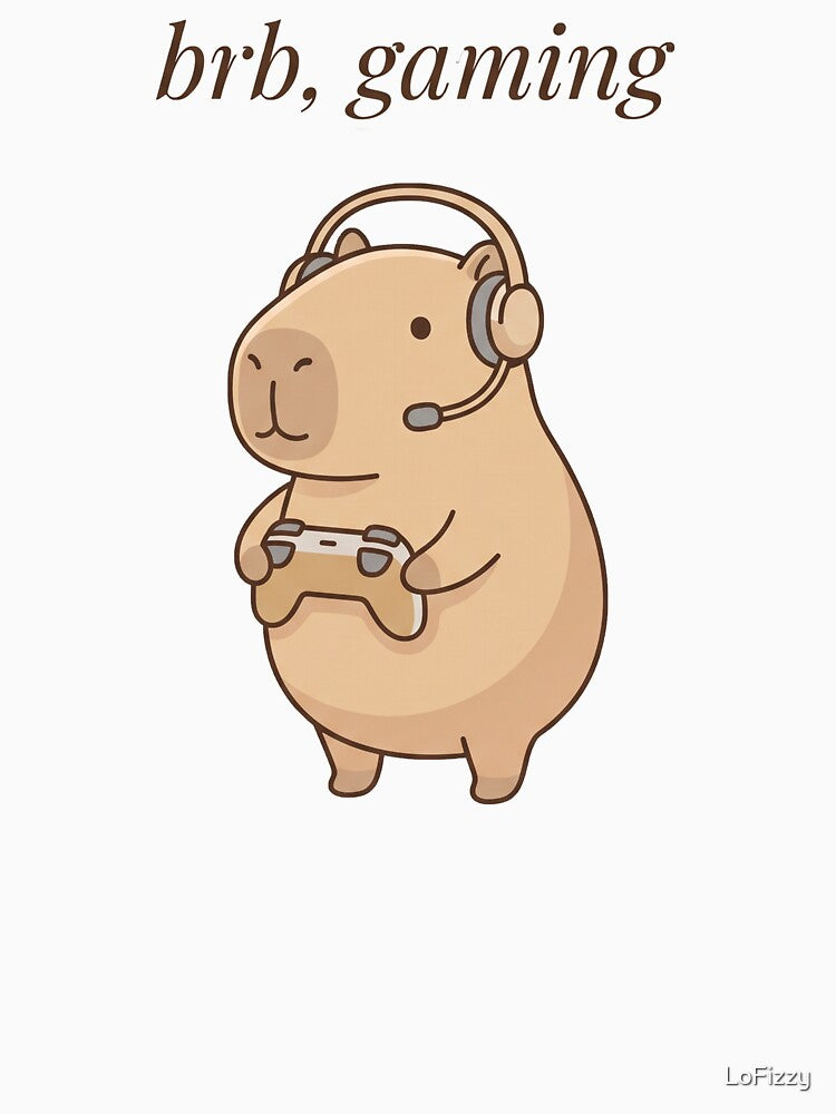 BRB, Gaming - Cute Capybara Onsen T-Shirt by LoFizzy