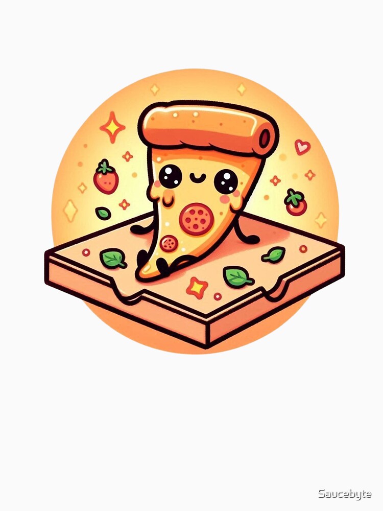 Cute Pizza Slice Character Seamless Pattern – Kawaii Food Print Design by Saucebyte