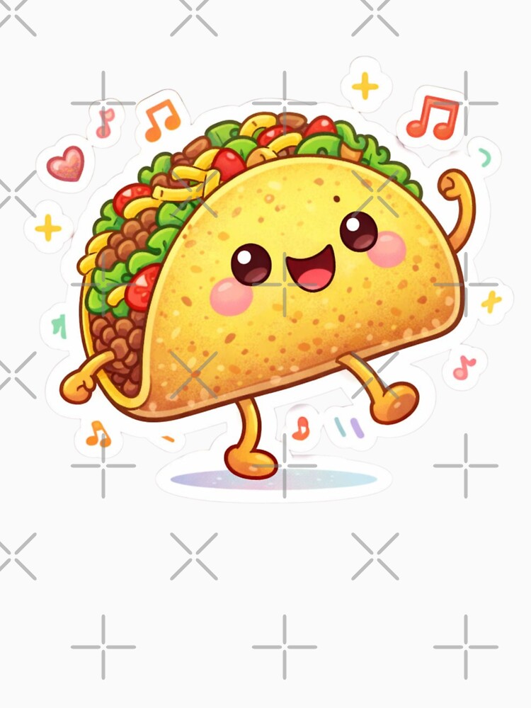 Cute Dancing Taco Sticker – Kawaii Food Cartoon Design by Dasts Cart