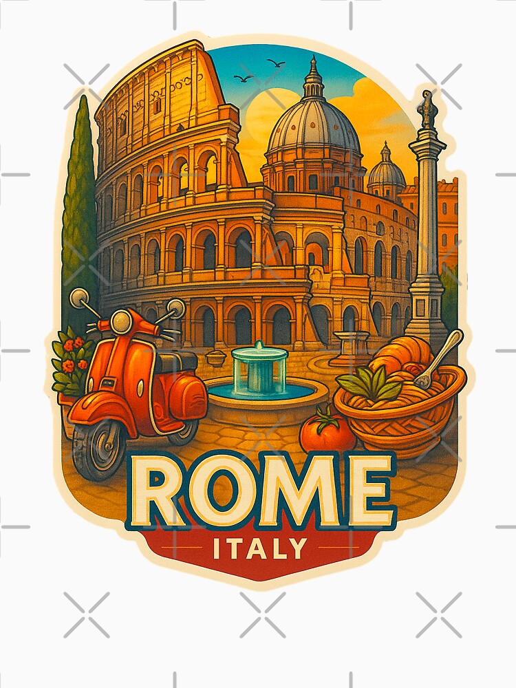 Rome Travel Sticker Design, Rome Decal , Luggage Sticker Art, Travel Poster by SusannesArtShop