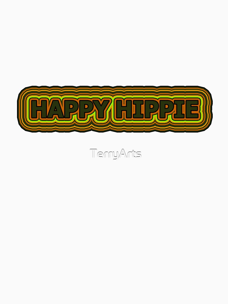 Happy Hippie Words Earthy Tones Hippie Vibes Retro Lines 4 of 4 by Beachy