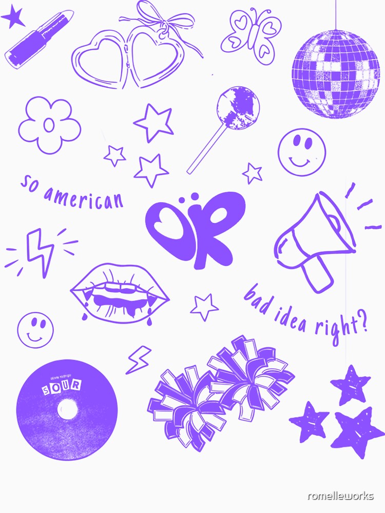 Purple Grunge Doodle Aesthetic | Soft Y2K Heartbreak Cute Design by romelleworks
