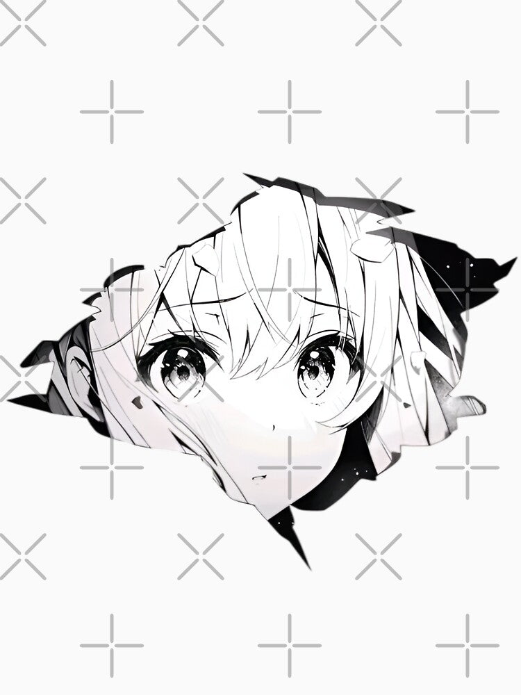 Anime Aesthetic Girl Black & White – Sad Manga Face Vaporwave Glitch Art by Dyan4