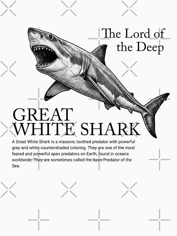 Great White Shark Scientific Illustration Apex Predator of the Sea by MotionBanana Art