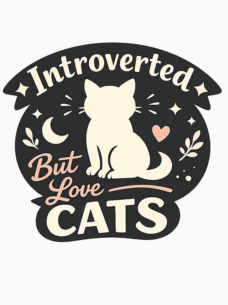 Introverted But Love Cats Funny Cat Lover Introvert Humor Cat Mom Design by Nubrixa-Studio