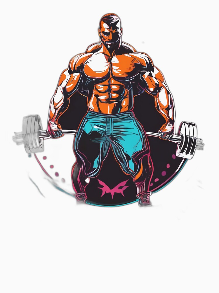 Muscular Bodybuilder Lifting Barbell Logo Design by Bad7Wear