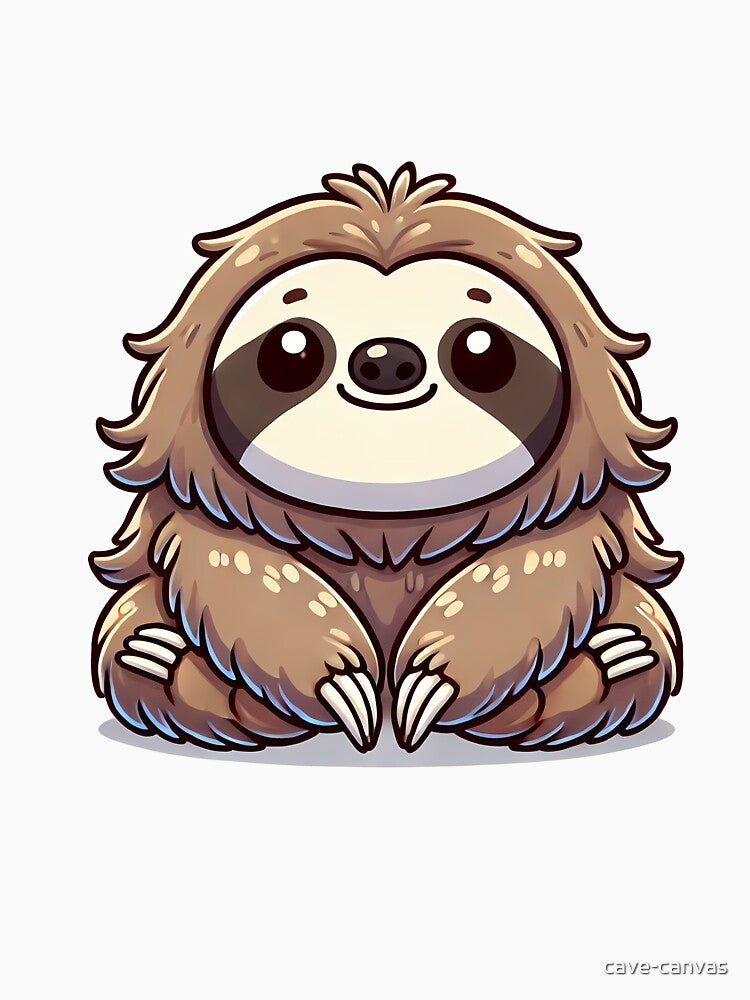 Cute cartoon sloth with a friendly expression and fluffy fur, perfect for children's illustrations. by cave-canvas