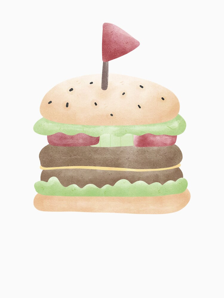 Cute Watercolor Hamburger Illustration | Kawaii Food Art by inelistudio