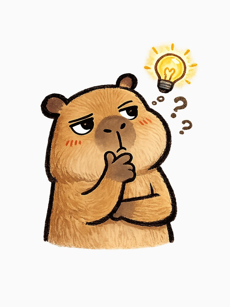Thinking Capybara | Cute Kawaii Genius Capybara Sticker & Funny Animal T-Shirt by Atum&Art