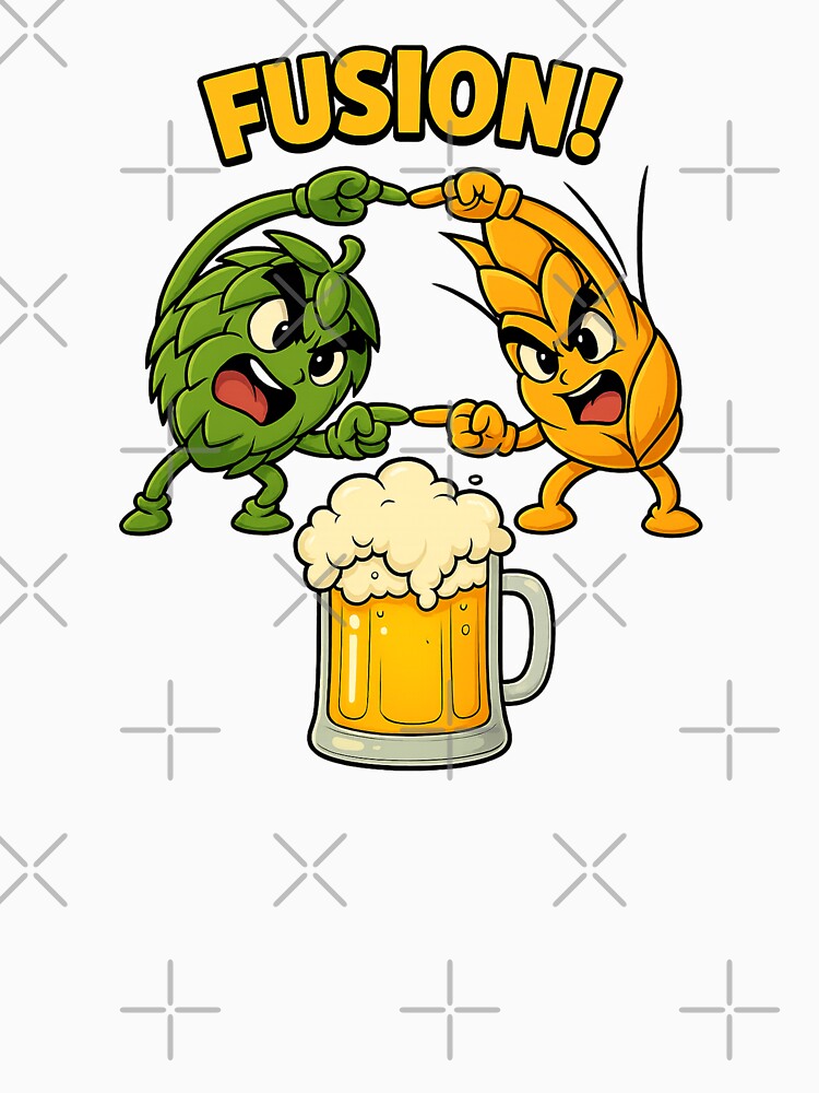 Hop & Malt Fusion – Craft Beer Cartoon Shirt | Brewing Geek Beer Lover Design by Hop in the Veins