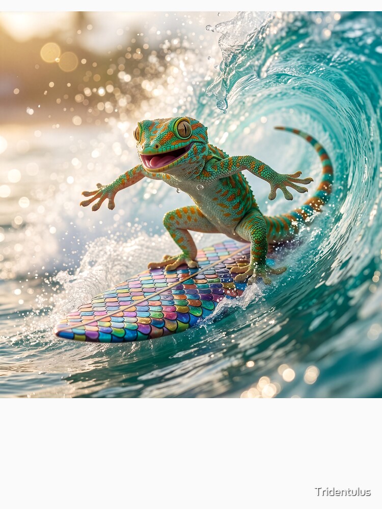 Gecko Surfs the Waves by Tridentulus