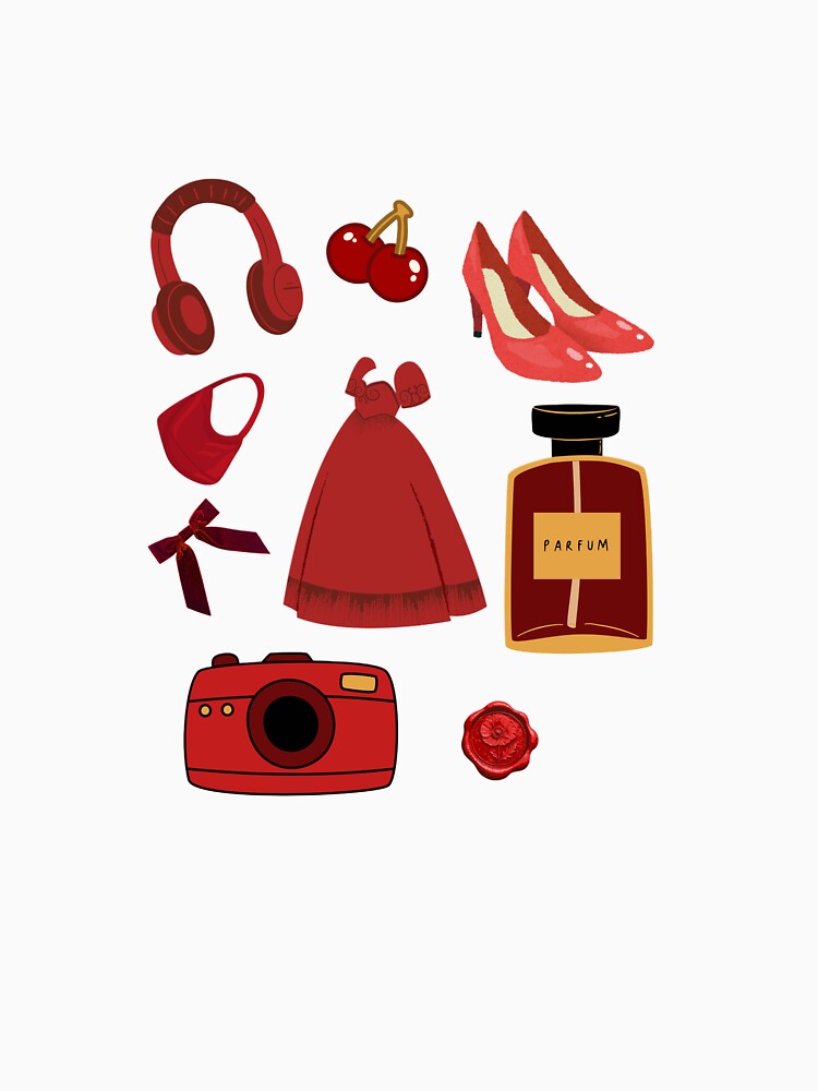 Red Fashion Aesthetic – Heels, Perfume, Dress & Cherry Stickers by ravenRM