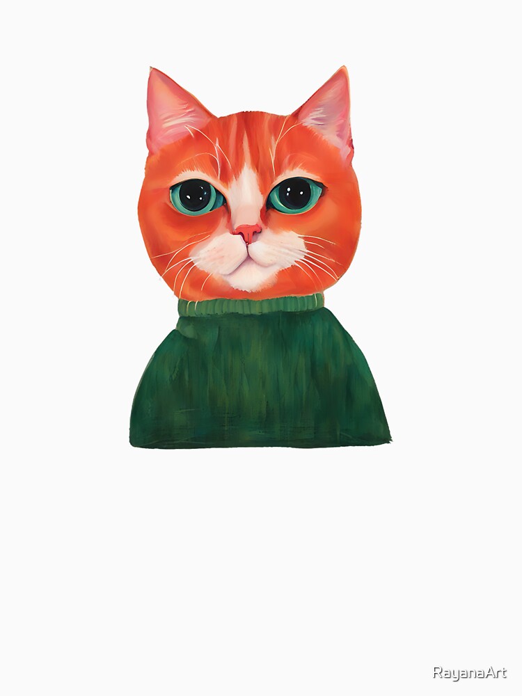 Funny Orange Cat Digital Artwork by RayanaArt