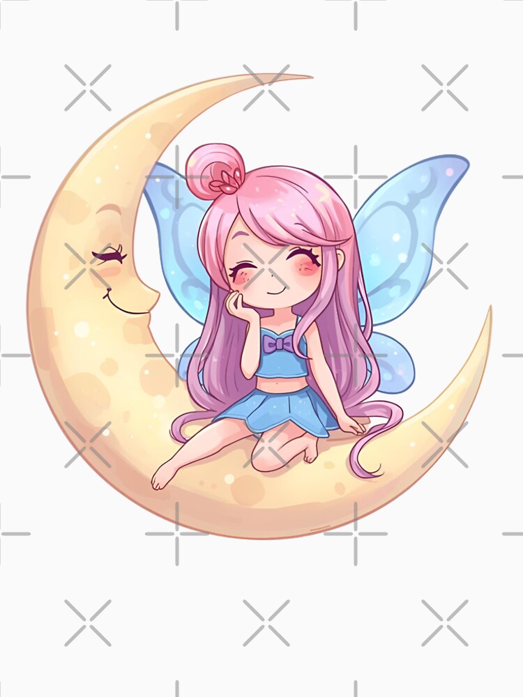 Cute fairy on a crescent moon by SimonsDesignArt