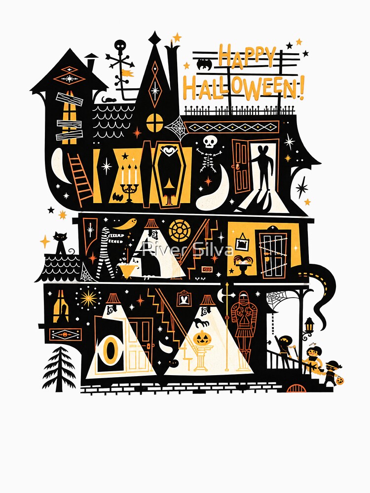 Happy Halloween Spooky House Funny Cool Top Tee Best Gift by River Silva