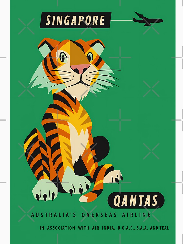 Qantas Vintage Poster - Singapore Tiger by malero-design
