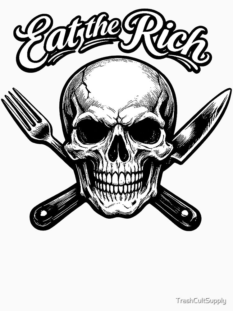 Eat the Rich Skull – Dark Satire Anti Capitalist Illustration by TrashCultSupply