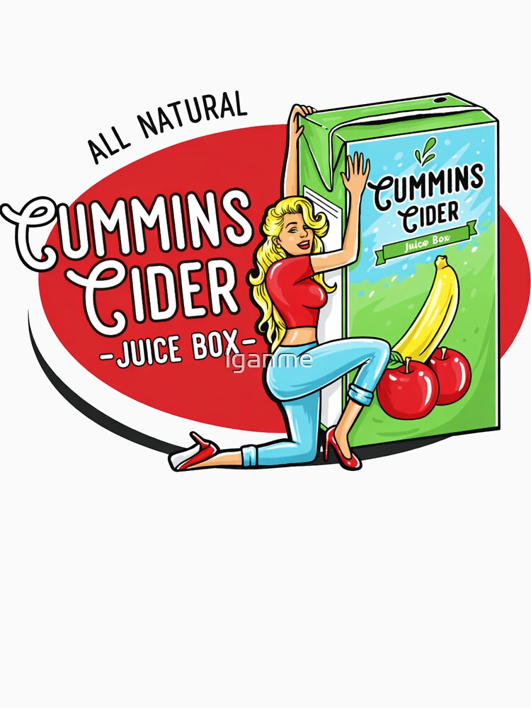 Cummins Cider Juice Box Retro Pin-Up Vintage Humor Design by lganme