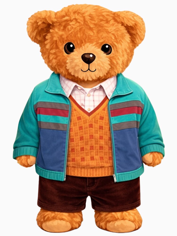 Cute Geek Style Teddy Bear in Knit Vest and Jacket Illustration by CuteBear87