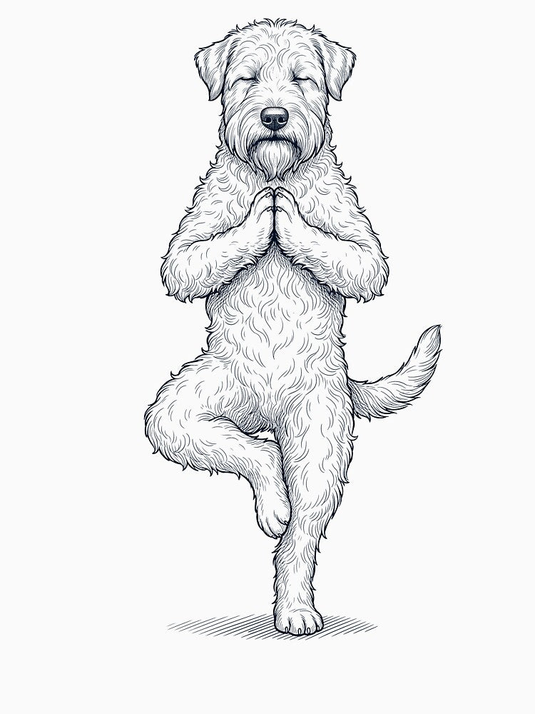 Vintage Soft Coated Wheaten Terrier Yoga Tree Pose Dog Mom Lover by TerryConnells